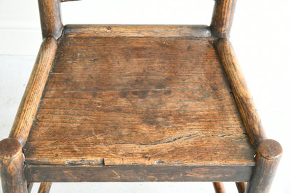 Antique Single Country Elm Kitchen Chair
