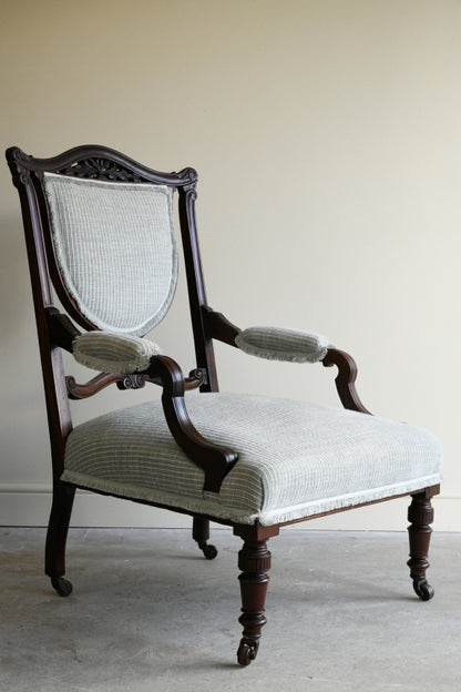 Antique Edwardian Mahogany Open Arm Chair