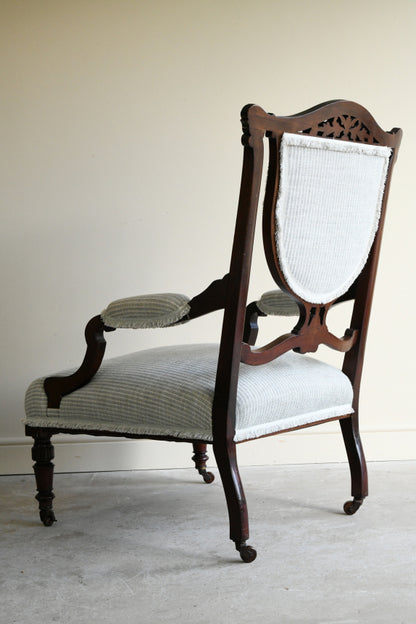 Antique Edwardian Mahogany Open Arm Chair