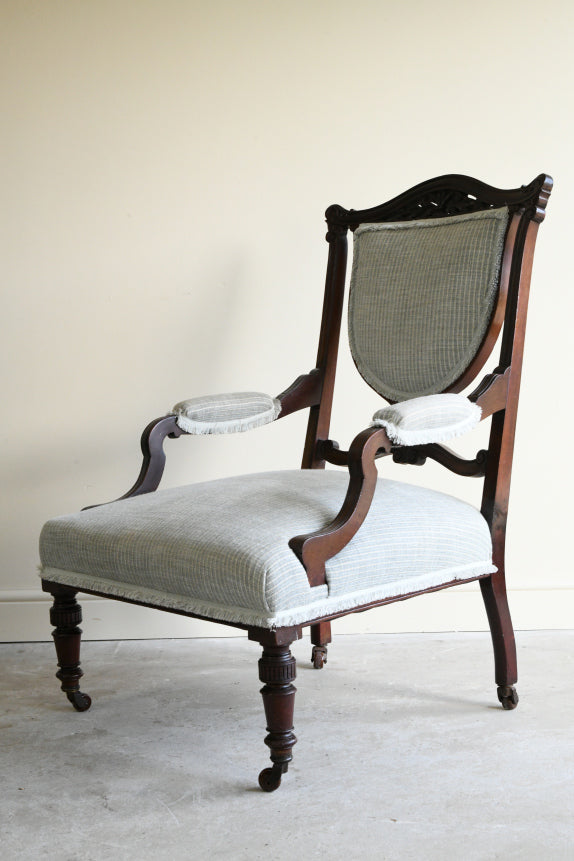 Antique Edwardian Mahogany Open Arm Chair