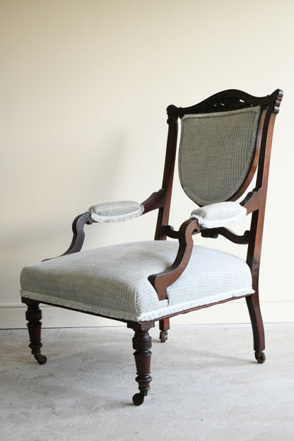 Antique Edwardian Mahogany Open Arm Chair