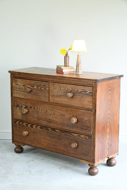 Antique Pitch Pine Chest of Drawers