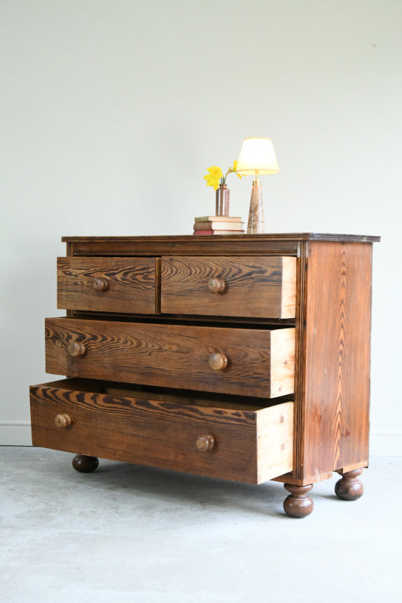 Antique Pitch Pine Chest of Drawers