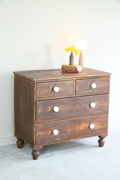 Antique Scumbled Pine Chest of Drawers
