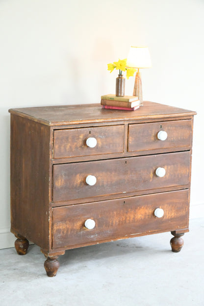 Antique Scumbled Pine Chest of Drawers