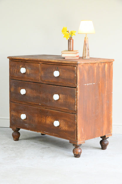 Antique Scumbled Pine Chest of Drawers