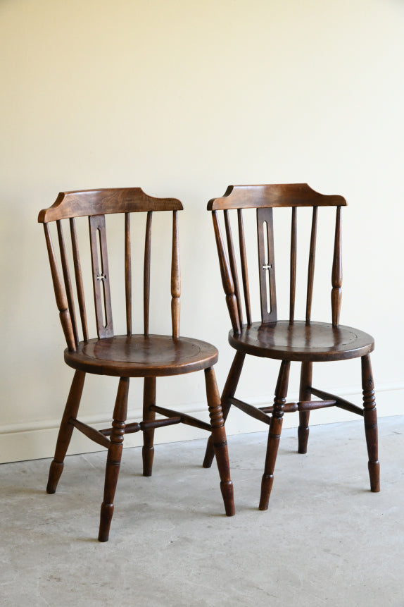Pair Stick Back Kitchen Chairs