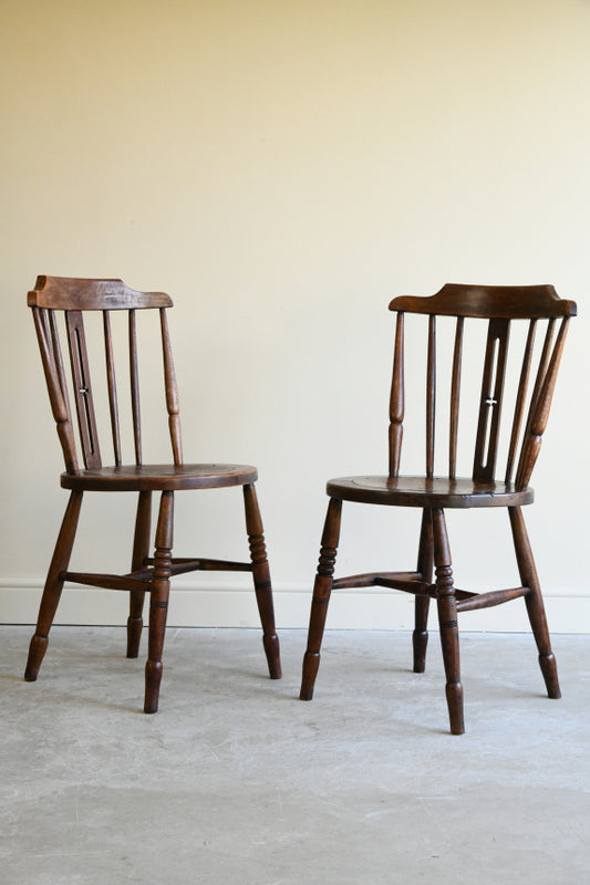 Pair Stick Back Kitchen Chairs