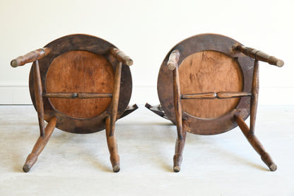 Pair Stick Back Kitchen Chairs