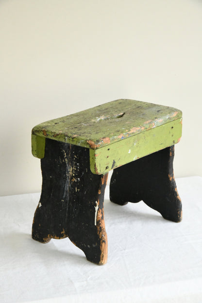 Rustic Green Wooden Stool