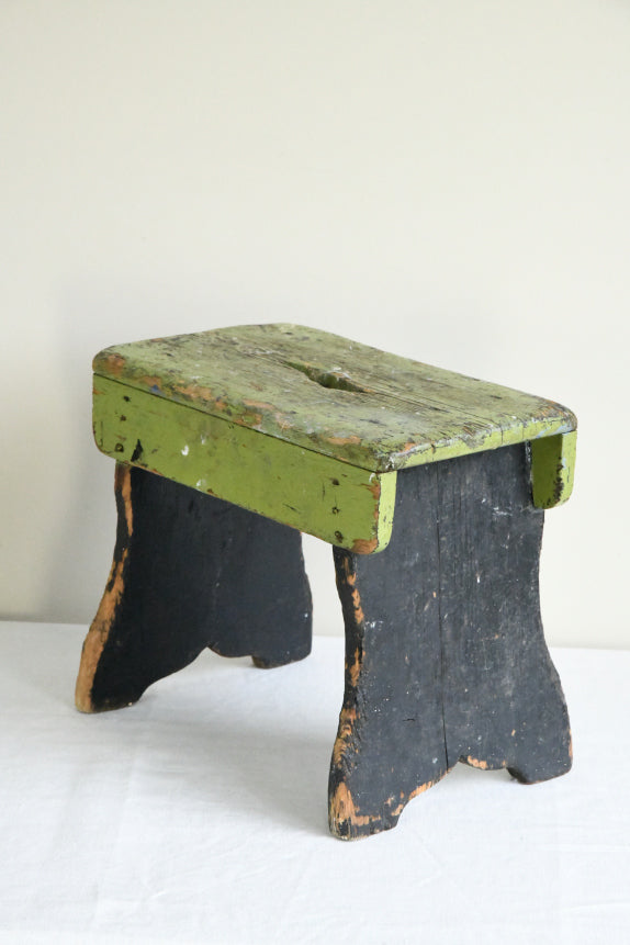 Rustic Green Wooden Stool