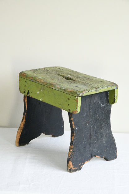 Rustic Green Wooden Stool