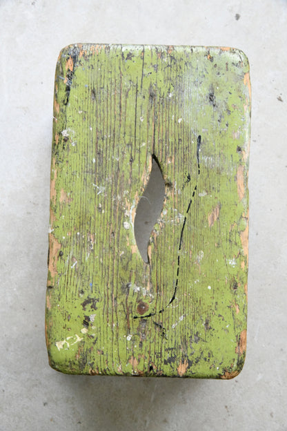 Rustic Green Wooden Stool