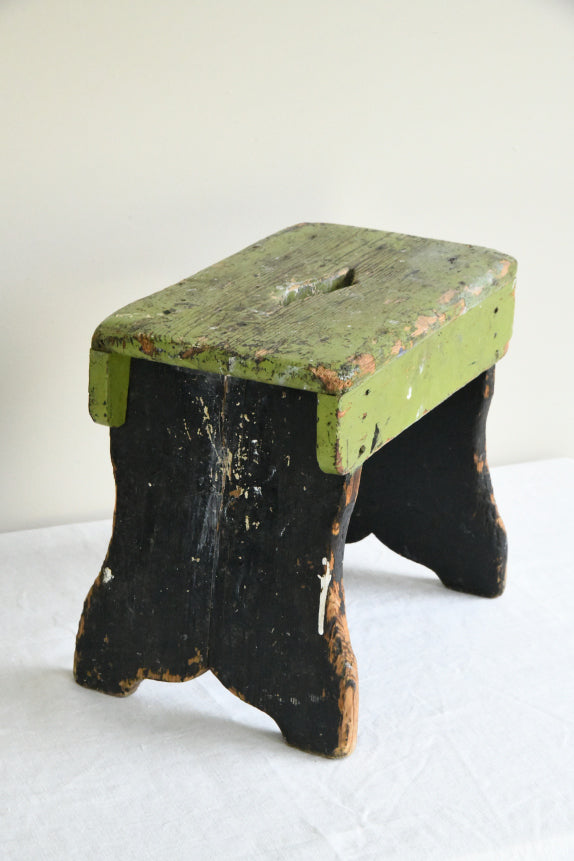 Rustic Green Wooden Stool