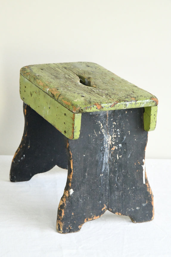 Rustic Green Wooden Stool