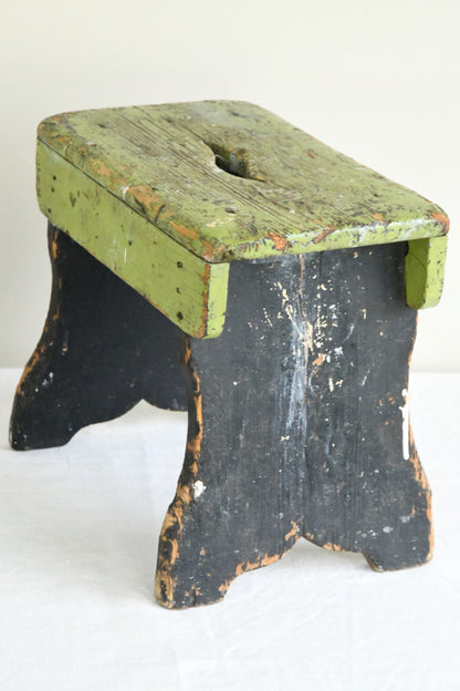 Rustic Green Wooden Stool