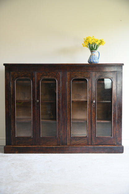Victorian Rosewood Veneer Glazed Bookcase