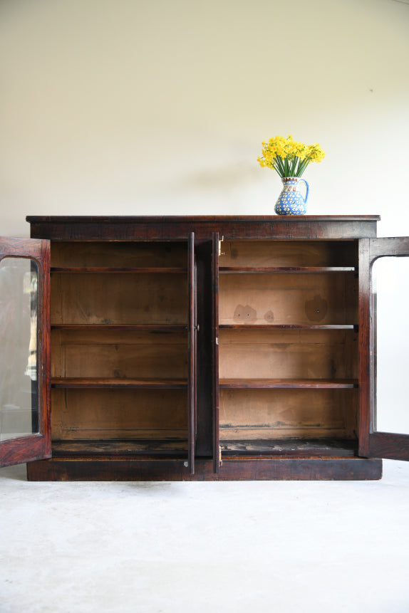 Victorian Rosewood Veneer Glazed Bookcase