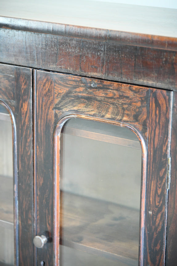 Victorian Rosewood Veneer Glazed Bookcase