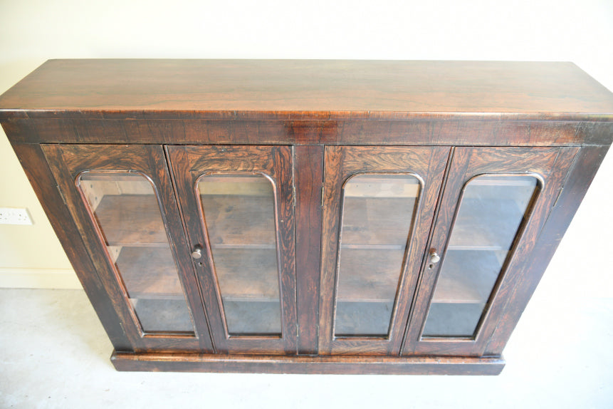 Victorian Rosewood Veneer Glazed Bookcase