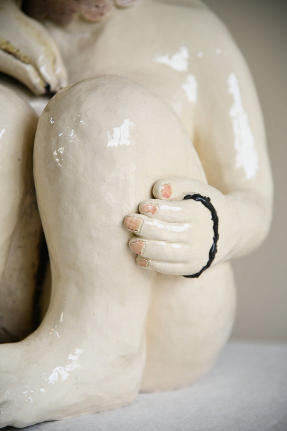 Large Studio Pottery Seated Figure