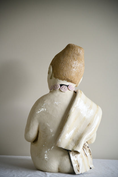 Large Studio Pottery Seated Figure