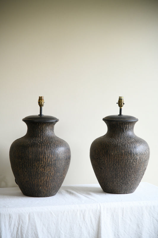 Pair Large Contemporary Table Lamps