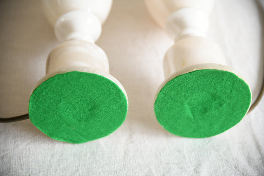 Pair Turned Alabaster Table Lamps