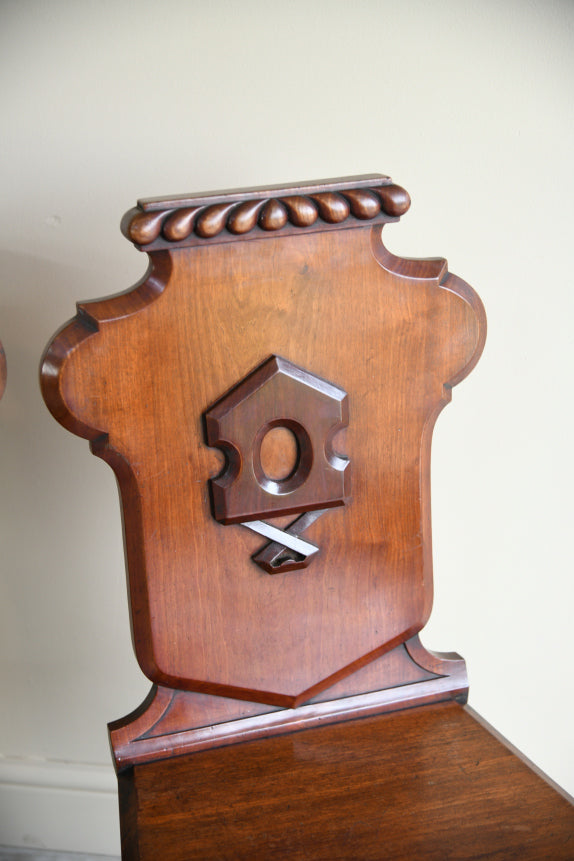 Pair Victorian Mahogany Hall Chairs