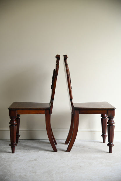 Pair Victorian Mahogany Hall Chairs