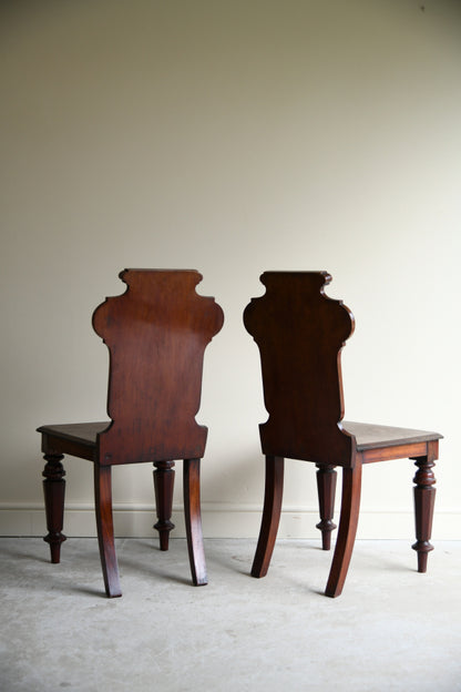 Pair Victorian Mahogany Hall Chairs