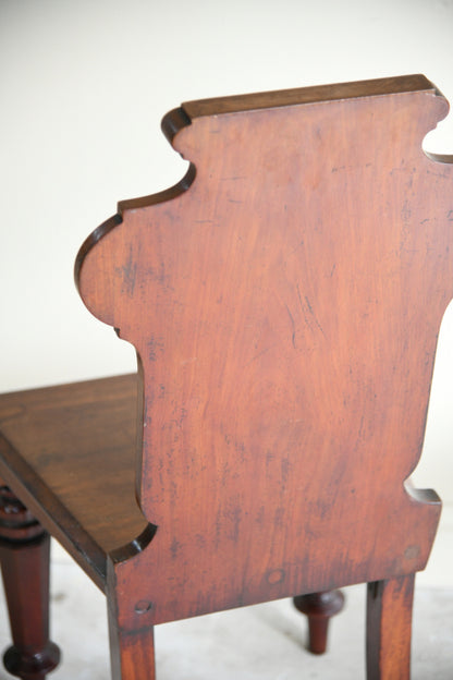 Pair Victorian Mahogany Hall Chairs