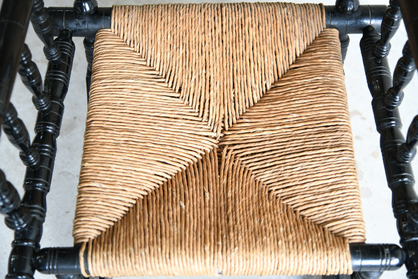 Ebonised & Rush American Style Rocking Chair