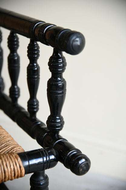 Ebonised & Rush American Style Rocking Chair
