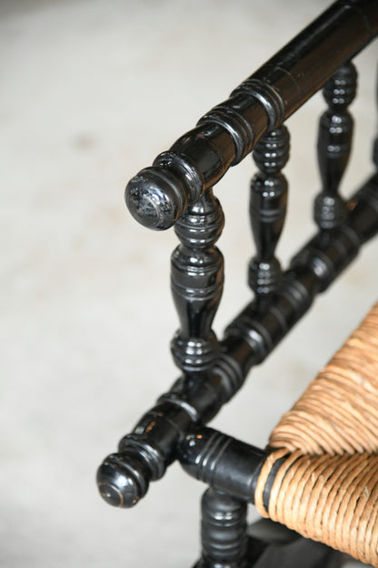 Ebonised & Rush American Style Rocking Chair