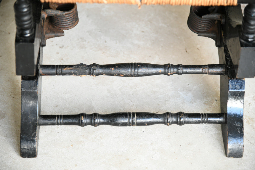 Ebonised & Rush American Style Rocking Chair