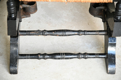 Ebonised & Rush American Style Rocking Chair