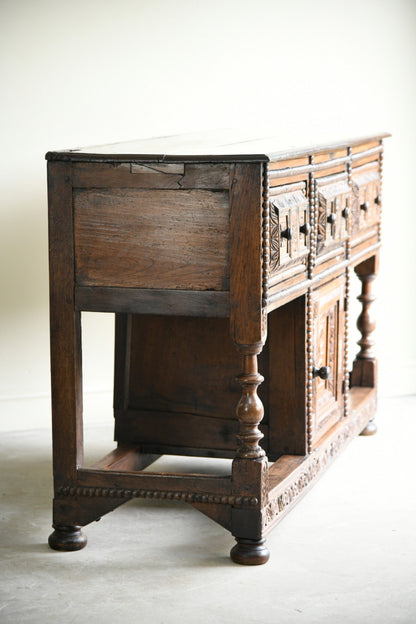 Antique Rustic Carved Oak Sideboard