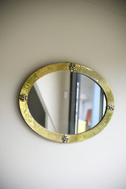 Brass Arts & Crafts Oval Wall Mirror