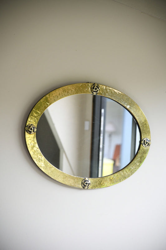 Brass Arts & Crafts Oval Wall Mirror
