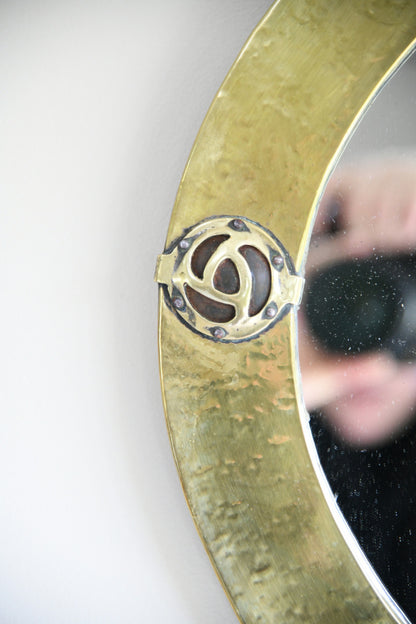 Brass Arts & Crafts Oval Wall Mirror