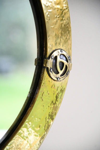 Brass Arts & Crafts Oval Wall Mirror