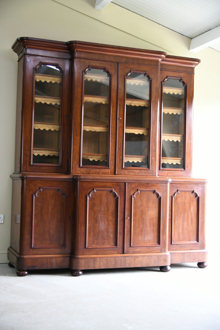 Large Victorian Mahogany Breakfront Bookcase