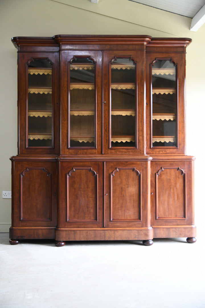 Large Victorian Mahogany Breakfront Bookcase