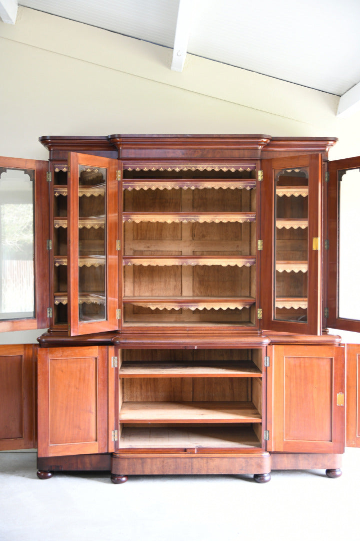 Large Victorian Mahogany Breakfront Bookcase