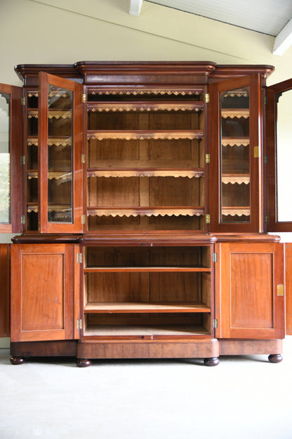 Large Victorian Mahogany Breakfront Bookcase
