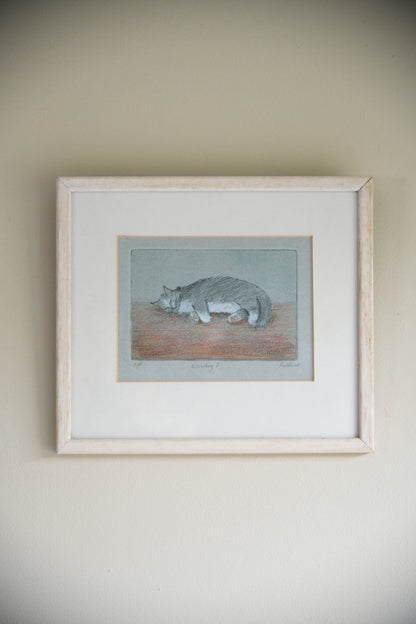 Sleeping Cat Framed Etching