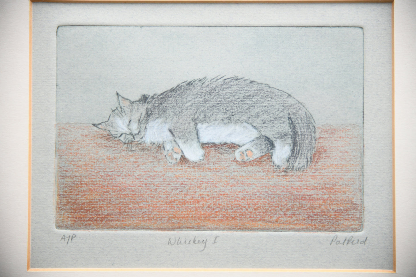 Sleeping Cat Framed Etching