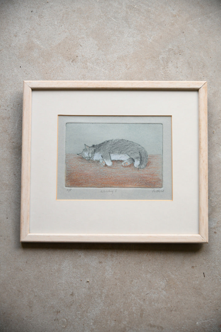 Sleeping Cat Framed Etching