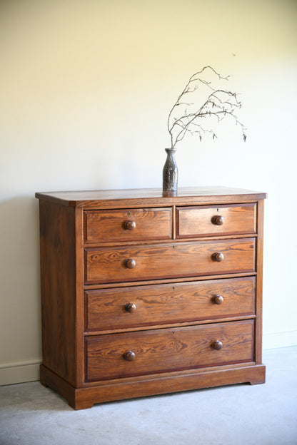 Antique Pitch Pine Chest of Drawers